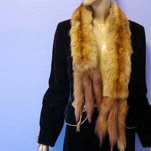 Vintage RED FOX FUR with tails LONG SCARF RETRO MOVIE STAR GLAM